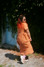 Load image into Gallery viewer, The 'Bad b*tch o'clock' dress - Retro orange midi daisy dress - Made to measure!