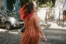 Load image into Gallery viewer, The 'Bad b*tch o'clock' dress - Retro orange midi daisy dress - Made to measure!